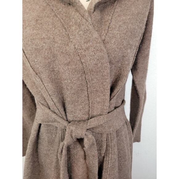 Anthropologie ROSIE NEIRA Boiled Wool Wrap Jacket Sz M Sweater Coat Hood Brown - Picture 3 of 12